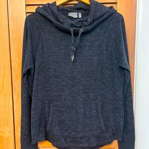 ATHLETA Hooded Knit Tunic Top Thumb Holes Dark Grey Marl Size M